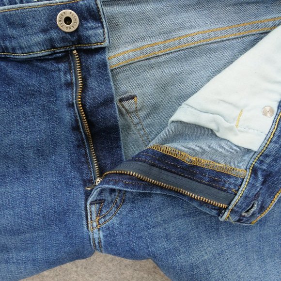 Flint and Tinder Jeans Mens 33 Blue Slim Tapered Mid Rise Medium Zip Fly - Picture 6 of 16